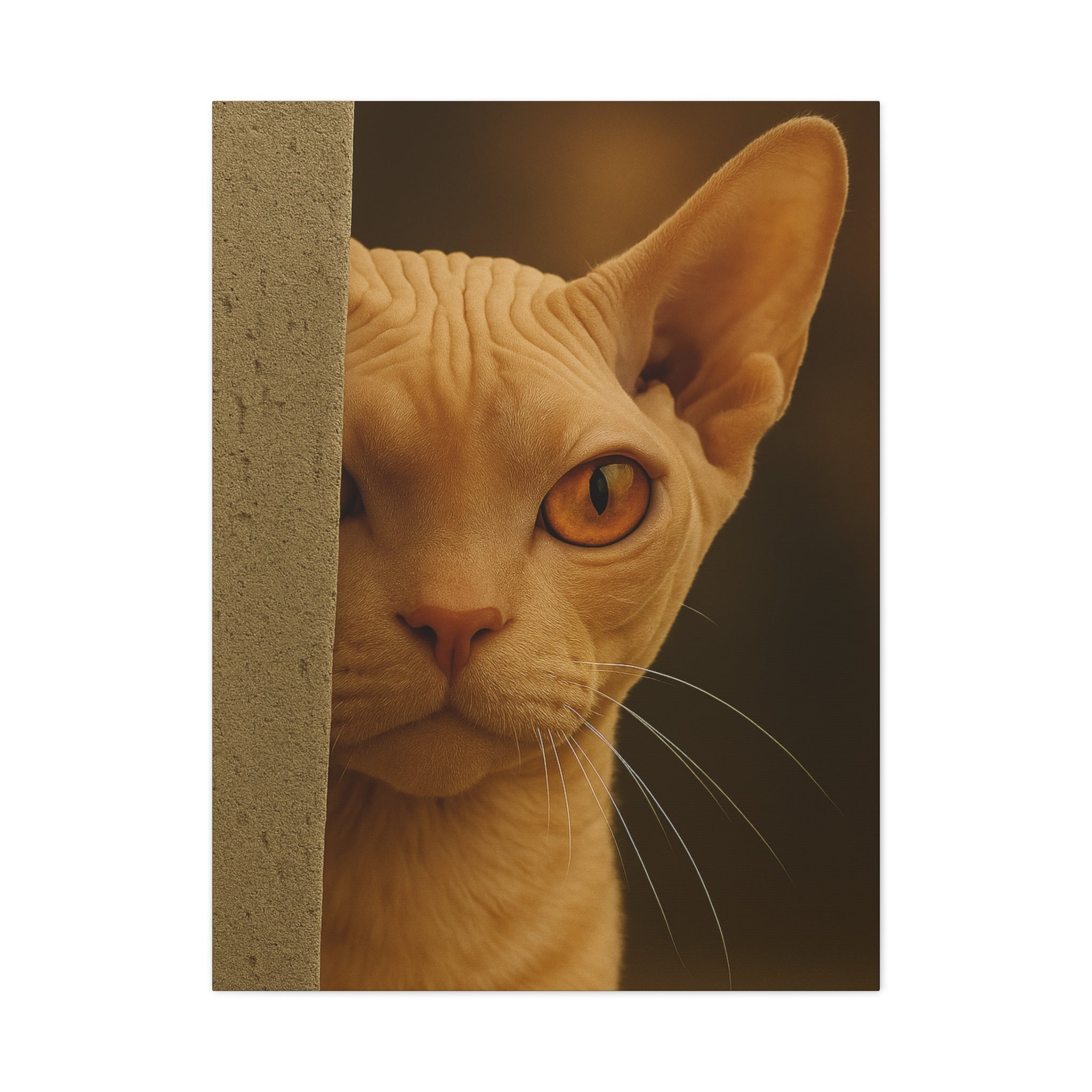 Sphynx Autumn Cat Portrait - Amber Eyes Canvas Wall Art