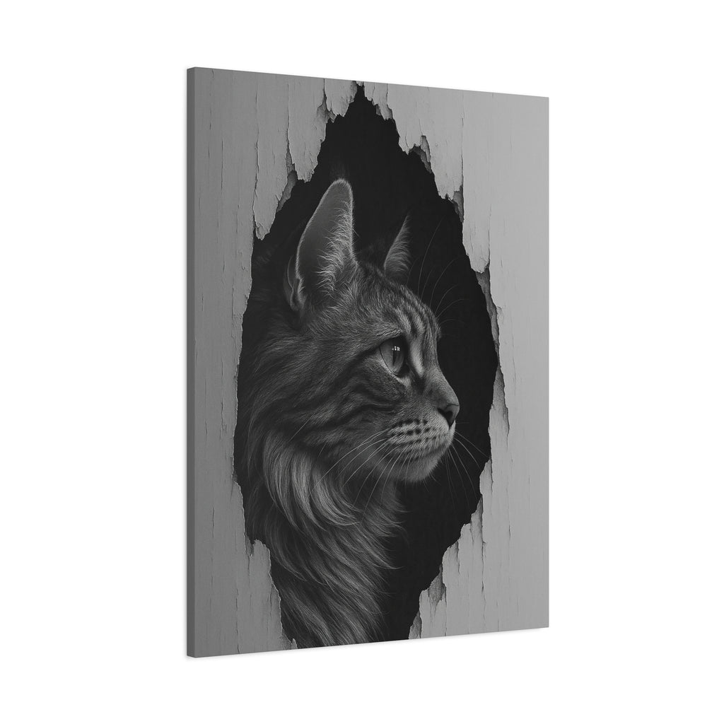 Maine Coon Noir Cat Portrait – Side Profile Canvas Wall Art