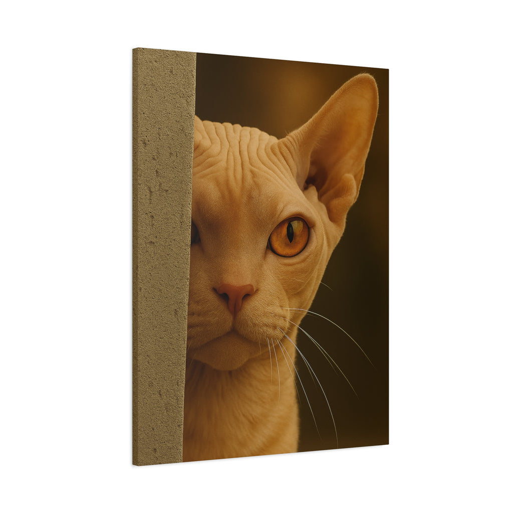 Sphynx Autumn Cat Portrait - Amber Eyes Canvas Wall Art
