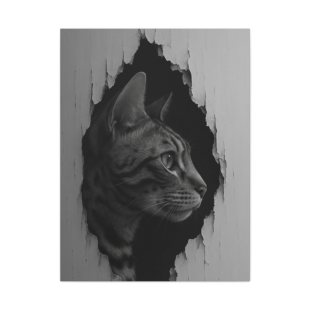 Bengal Noir Cat Portrait - Side Profile Canvas Wall Art