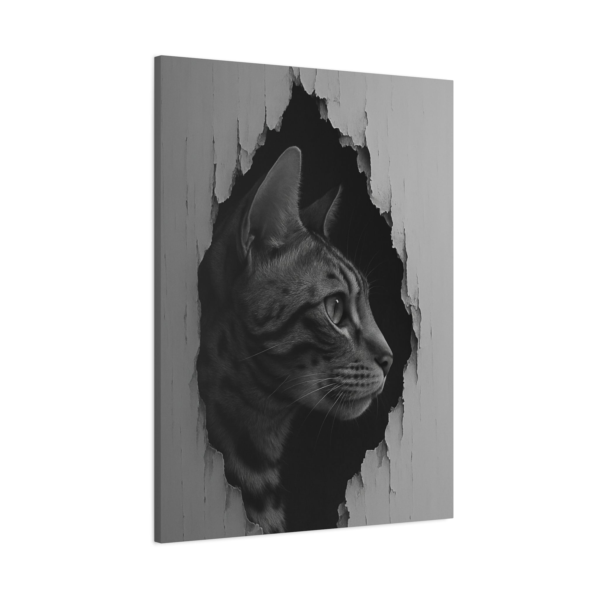 Bengal Noir Cat Portrait - Side Profile Canvas Wall Art