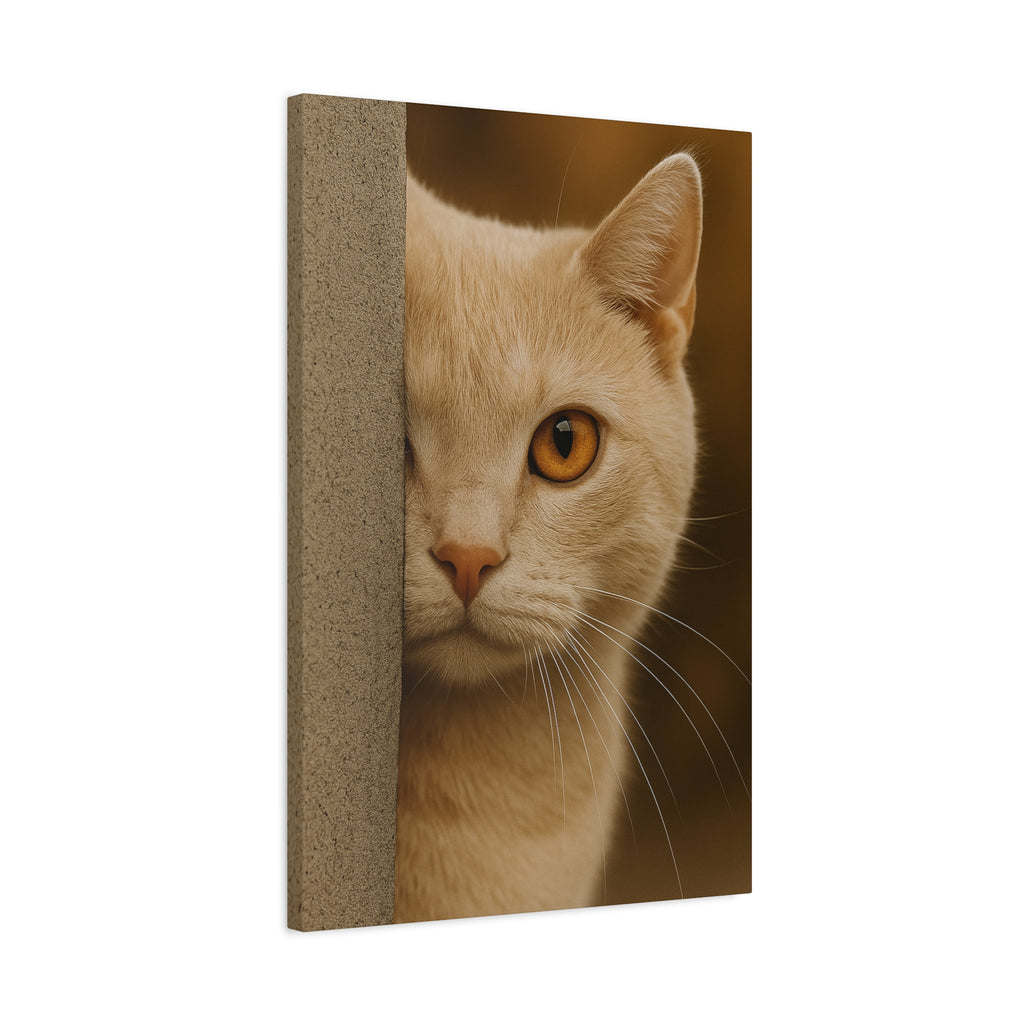 Cream Autumn Cat Portrait - Amber Eyes Canvas Wall Art