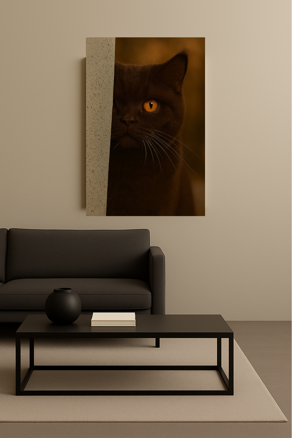 British Shorthair Chocolate Autumn Cat Portrait - Amber Eyes Canvas Wall Art
