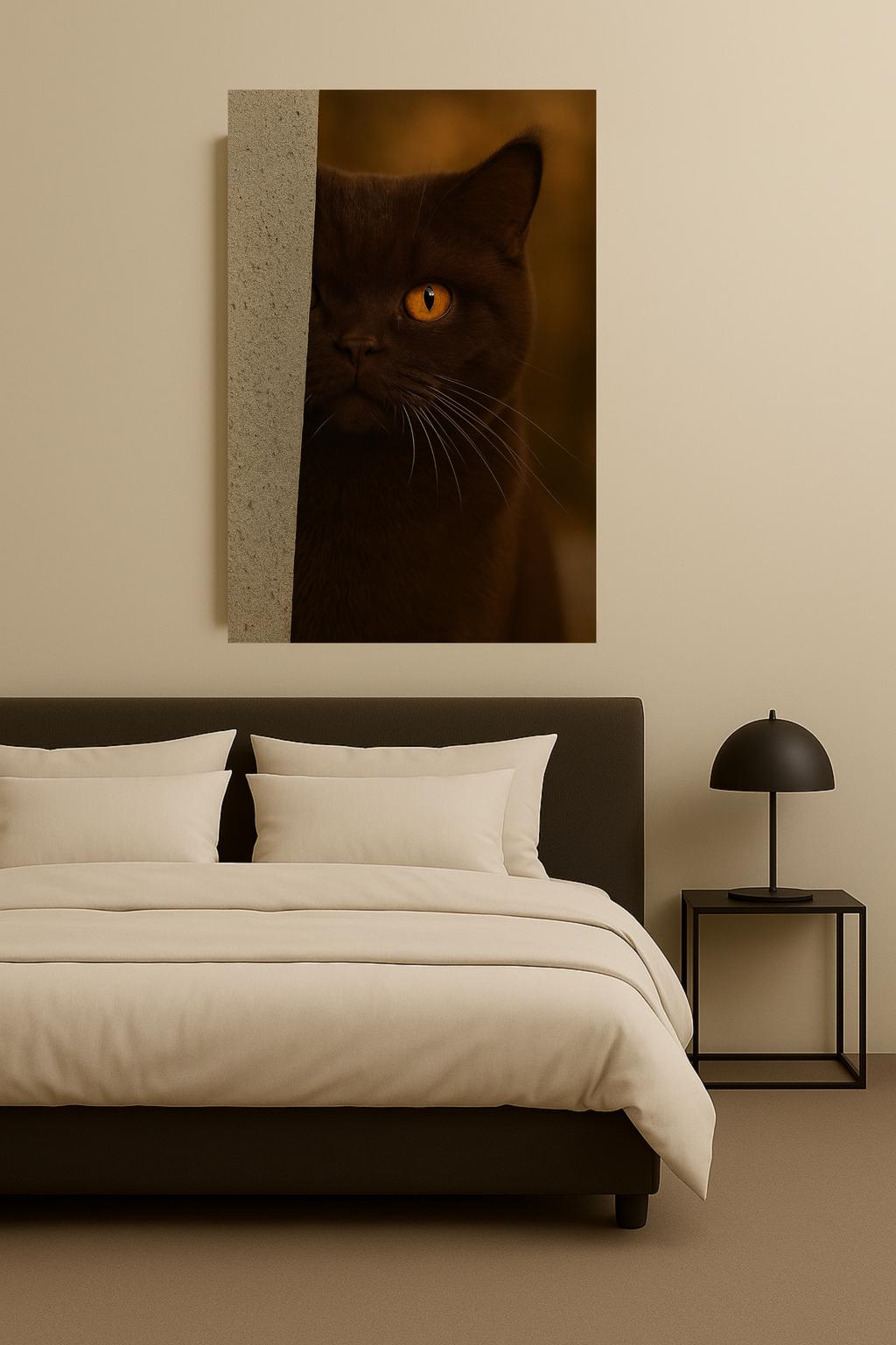 British Shorthair Chocolate Autumn Cat Portrait - Amber Eyes Canvas Wall Art