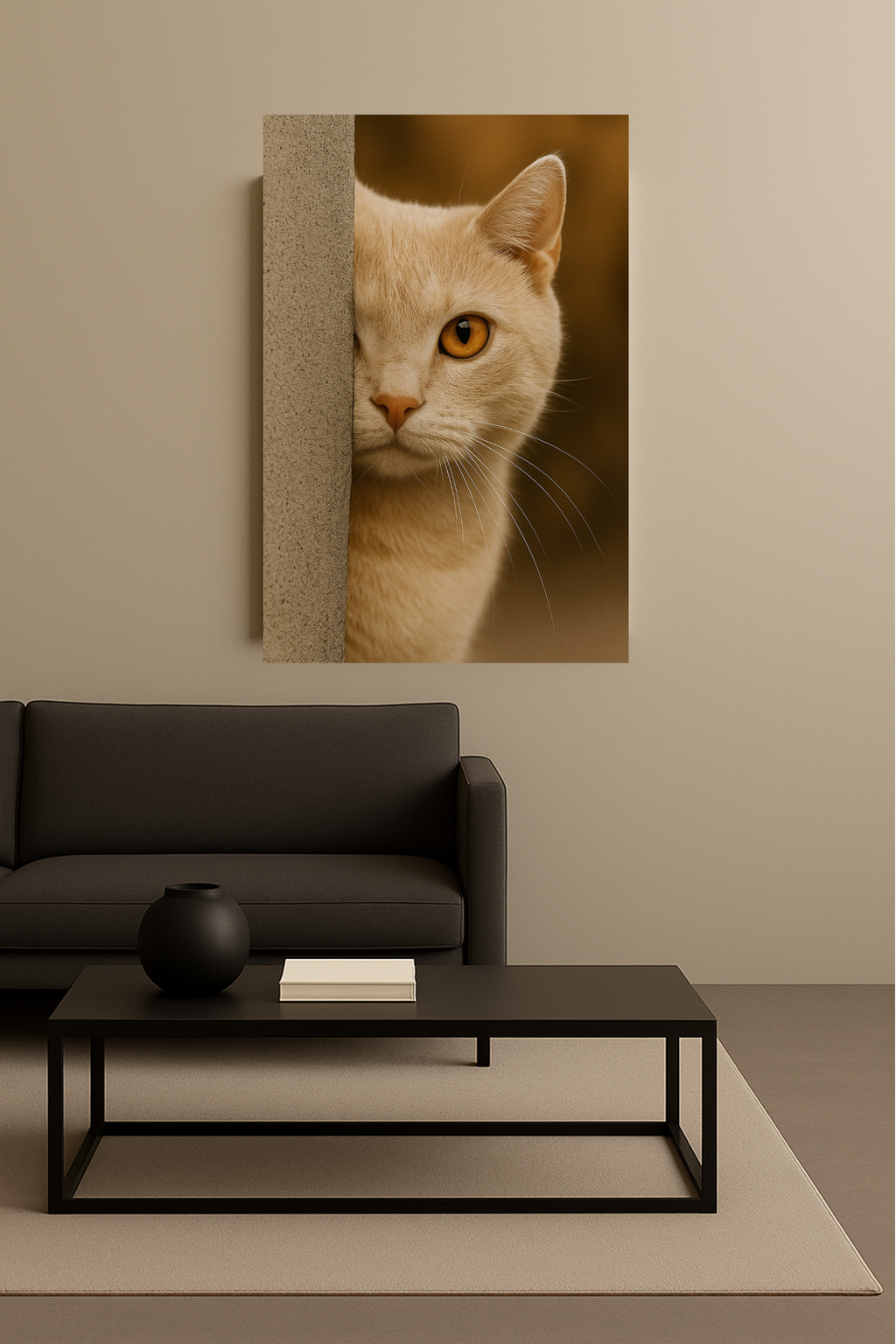 Cream Autumn Cat Portrait - Amber Eyes Canvas Wall Art