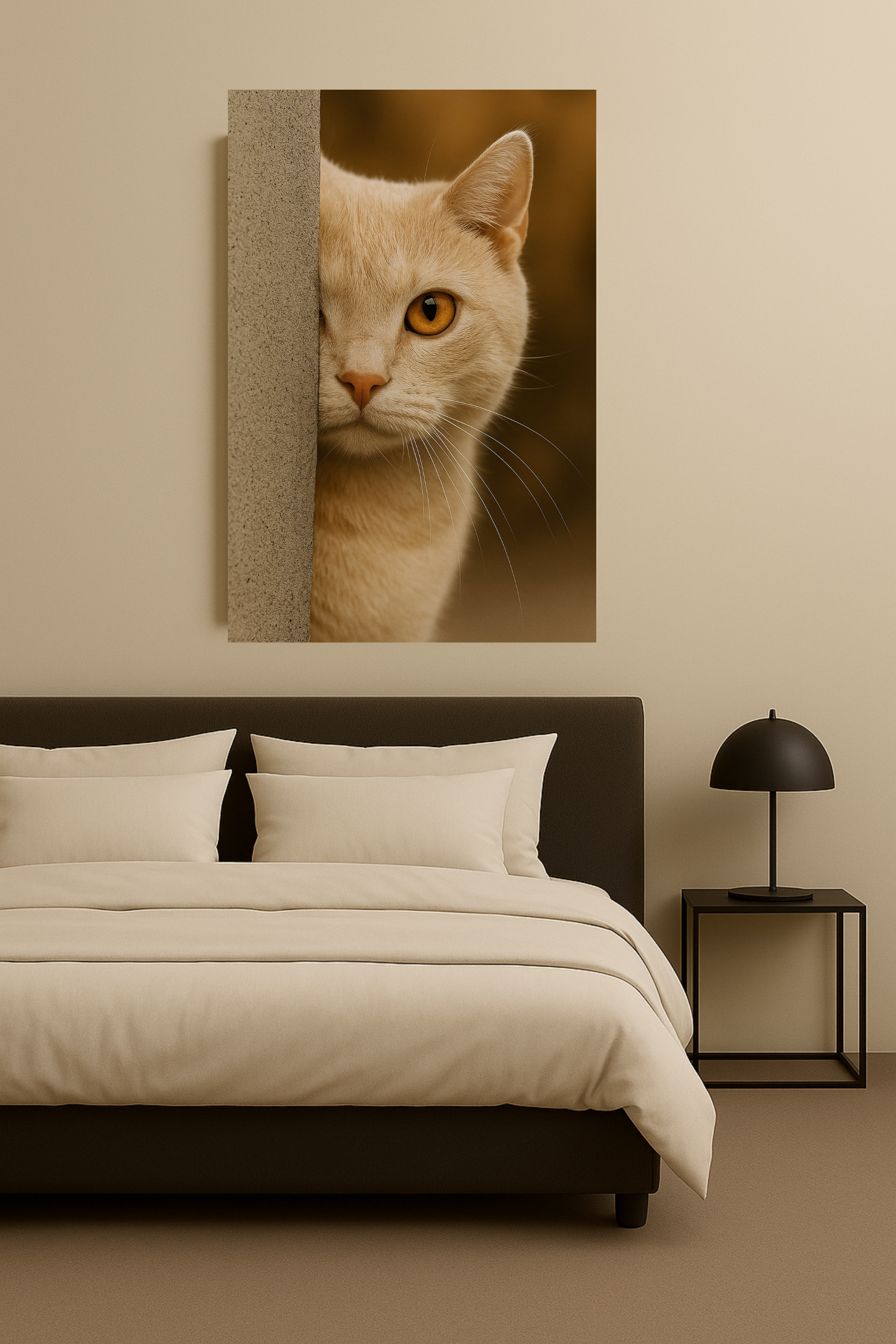 Cream Autumn Cat Portrait - Amber Eyes Canvas Wall Art