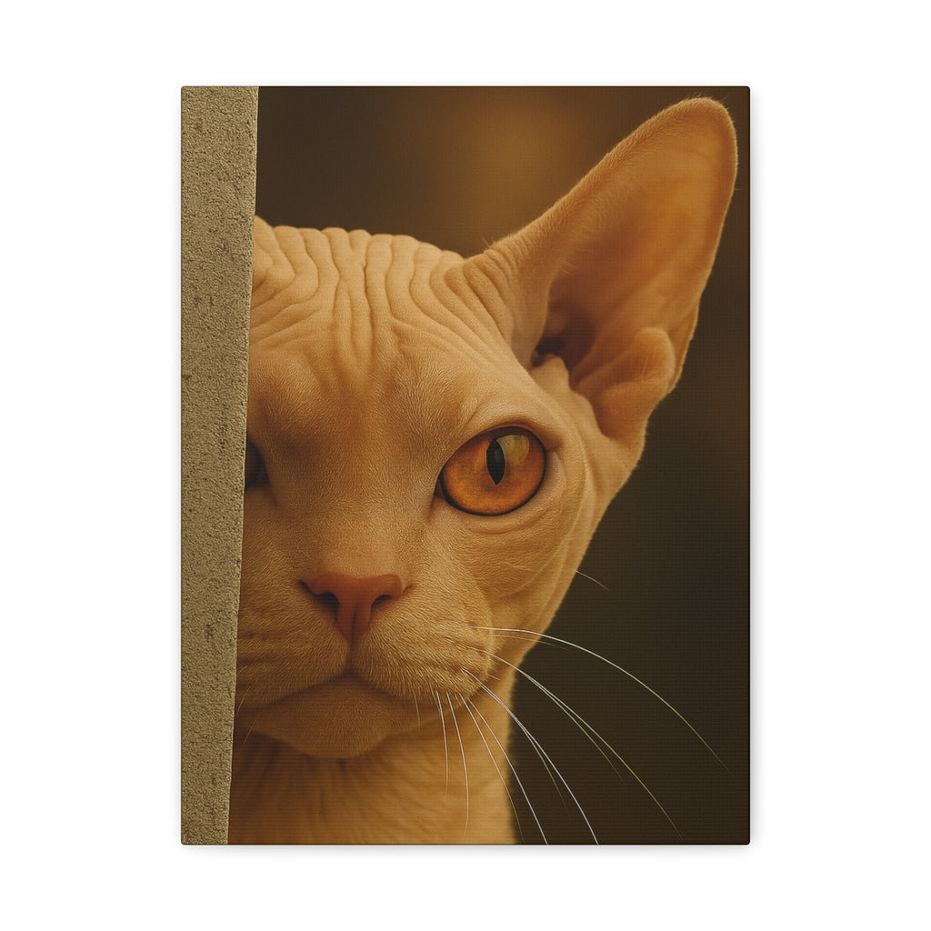 Sphynx Autumn Cat Portrait - Amber Eyes Canvas Wall Art
