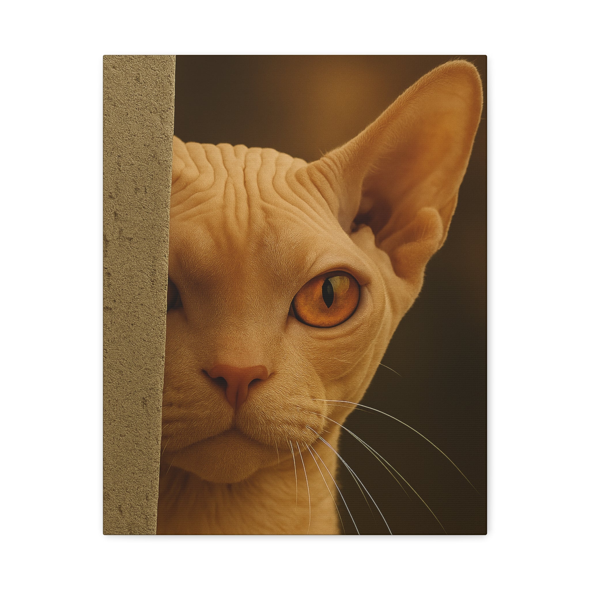 Sphynx Autumn Cat Portrait - Amber Eyes Canvas Wall Art