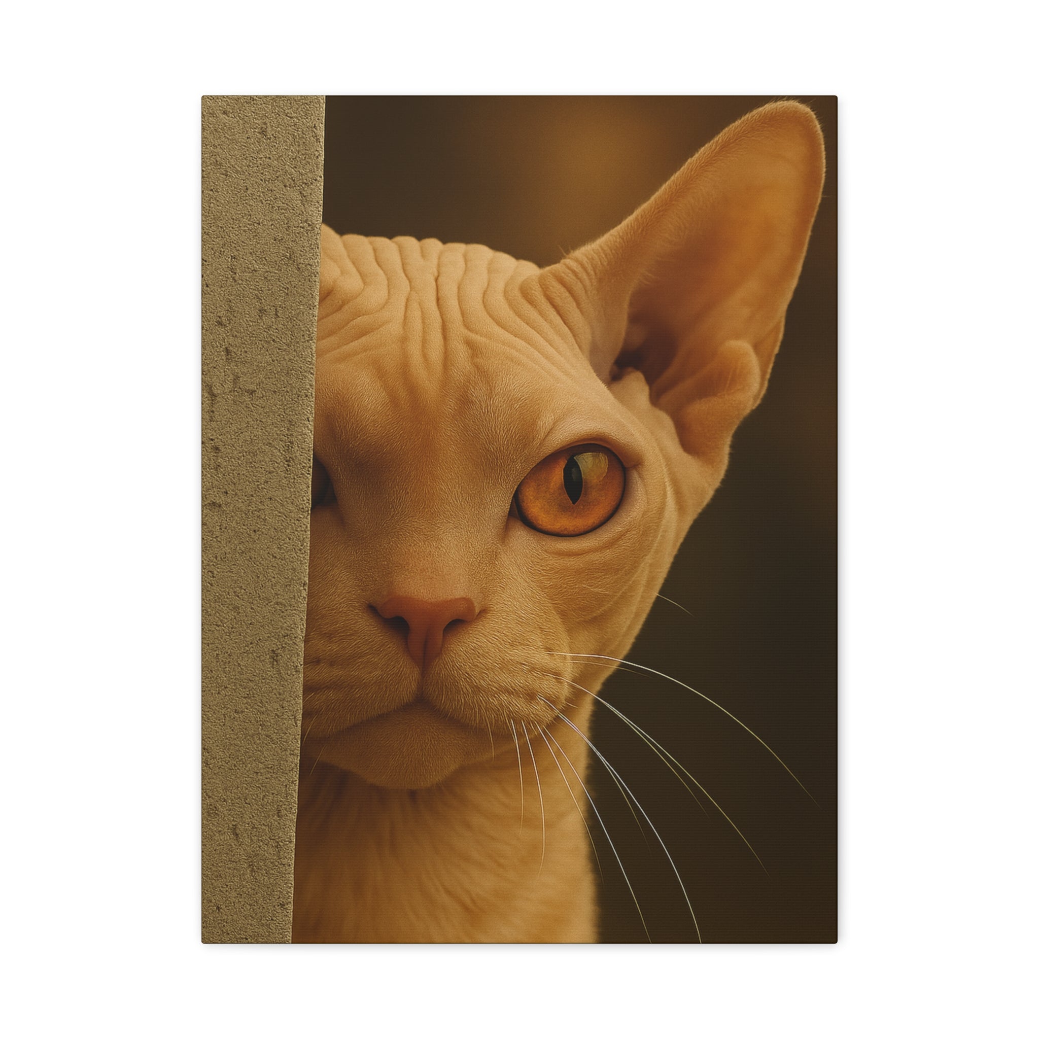 Sphynx Autumn Cat Portrait - Amber Eyes Canvas Wall Art
