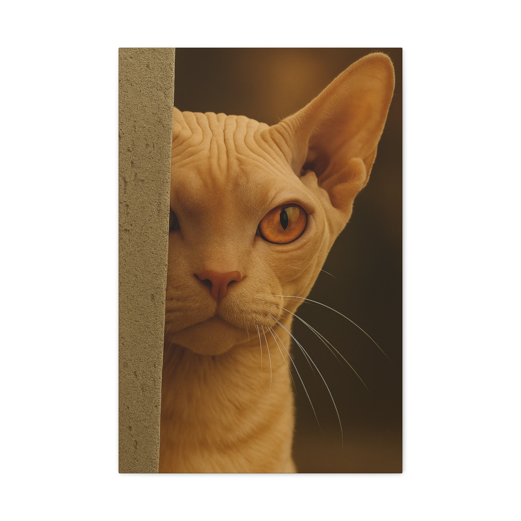 Sphynx Autumn Cat Portrait - Amber Eyes Canvas Wall Art