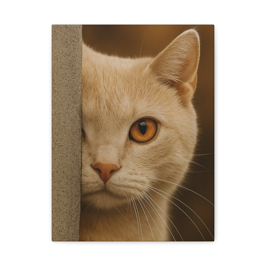 Cream Autumn Cat Portrait - Amber Eyes Canvas Wall Art