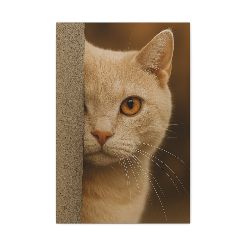 Cream Autumn Cat Portrait - Amber Eyes Canvas Wall Art
