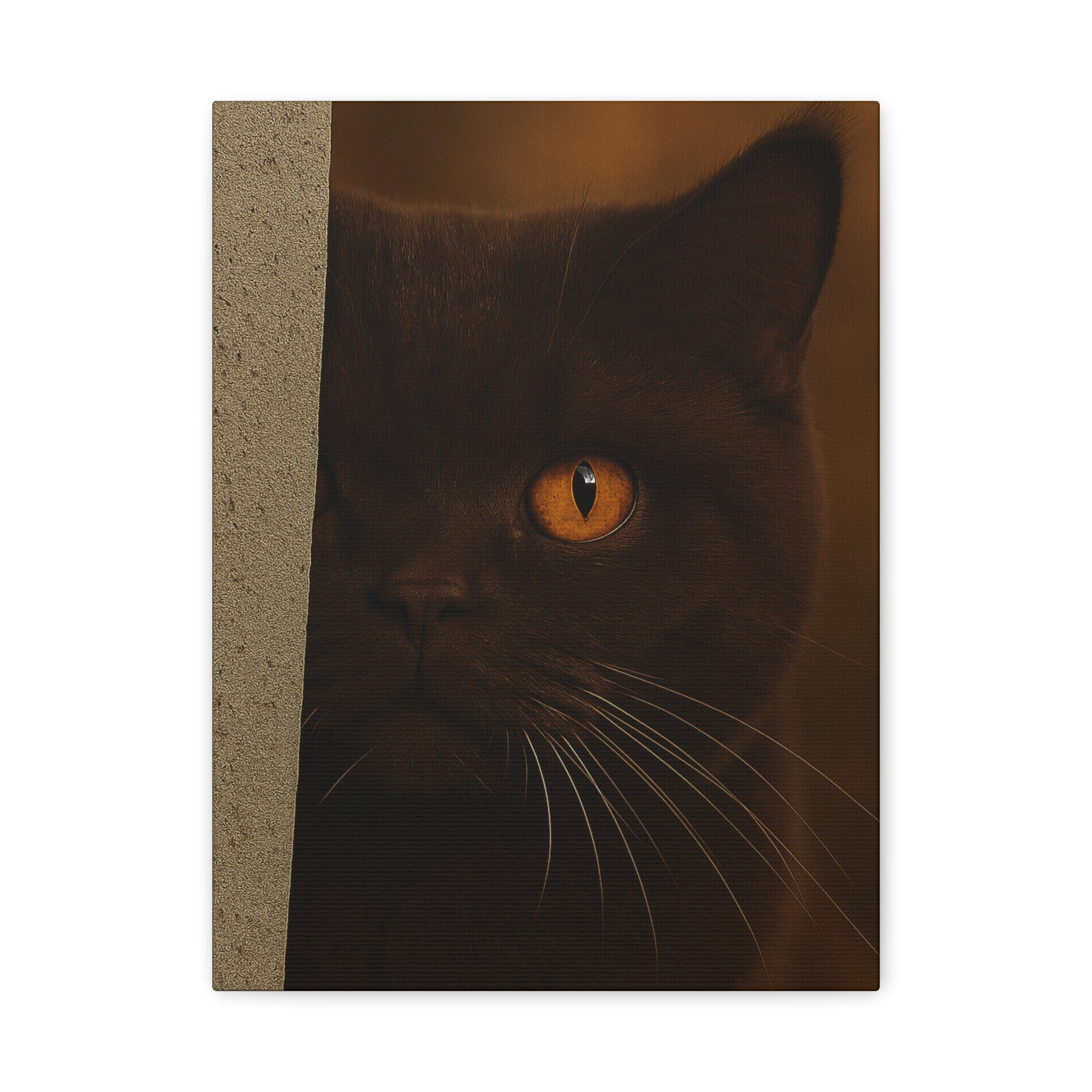 British Shorthair Chocolate Autumn Cat Portrait - Amber Eyes Canvas Wall Art