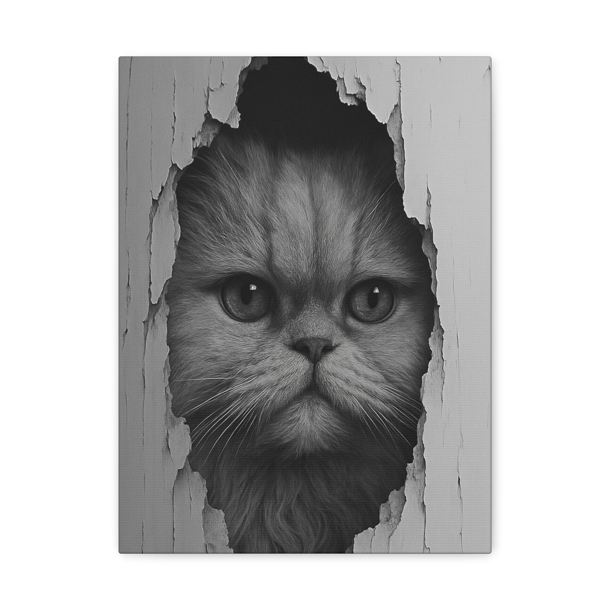 Persian Noir Cat Portrait – Front View Canvas Wall Art