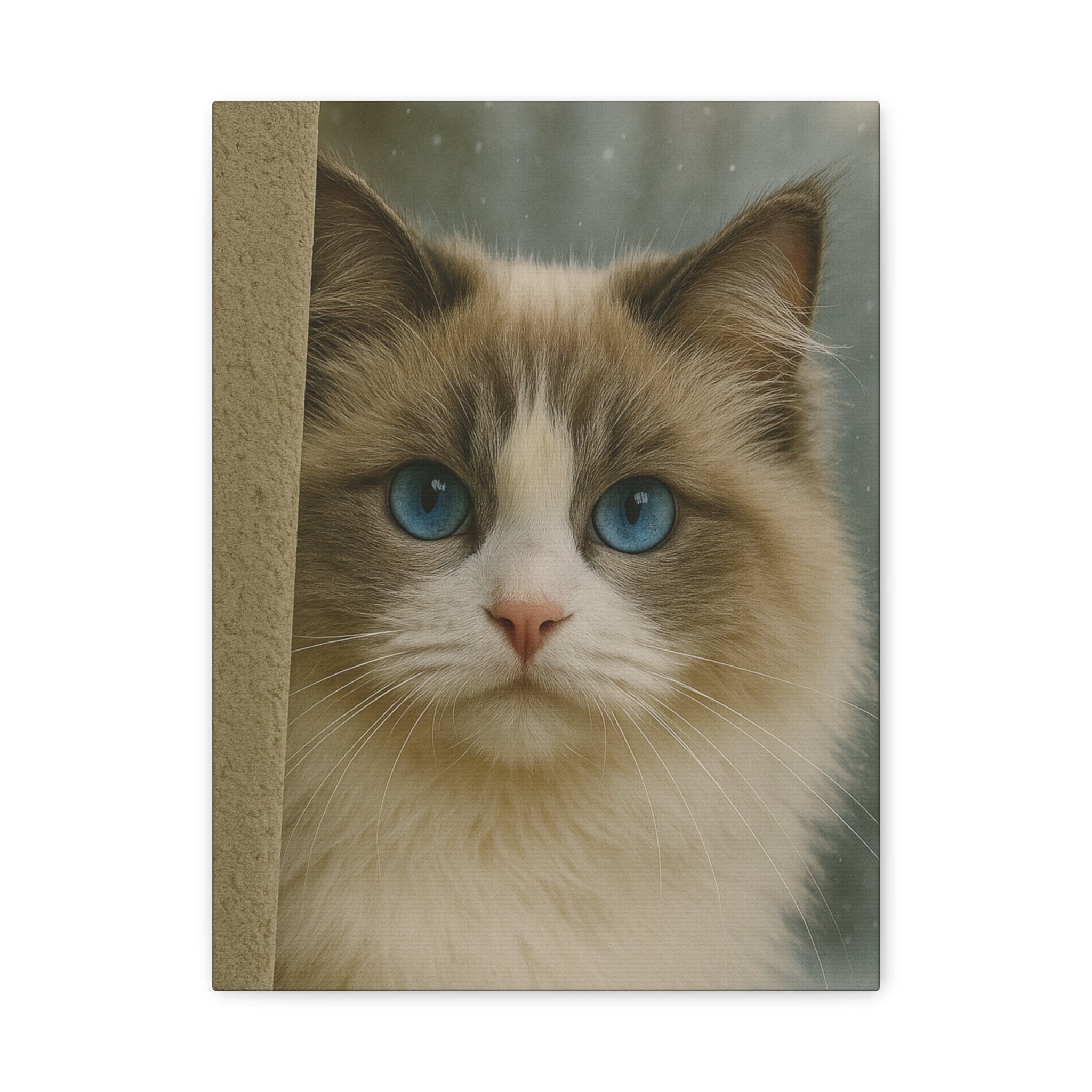 Ragdoll Winter Cat Portrait – Ice Blue Eyes Canvas Wall Art