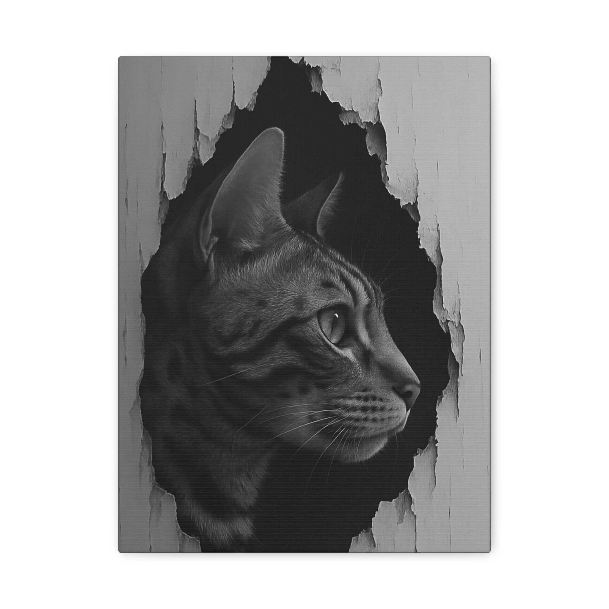 Bengal Noir Cat Portrait - Side Profile Canvas Wall Art