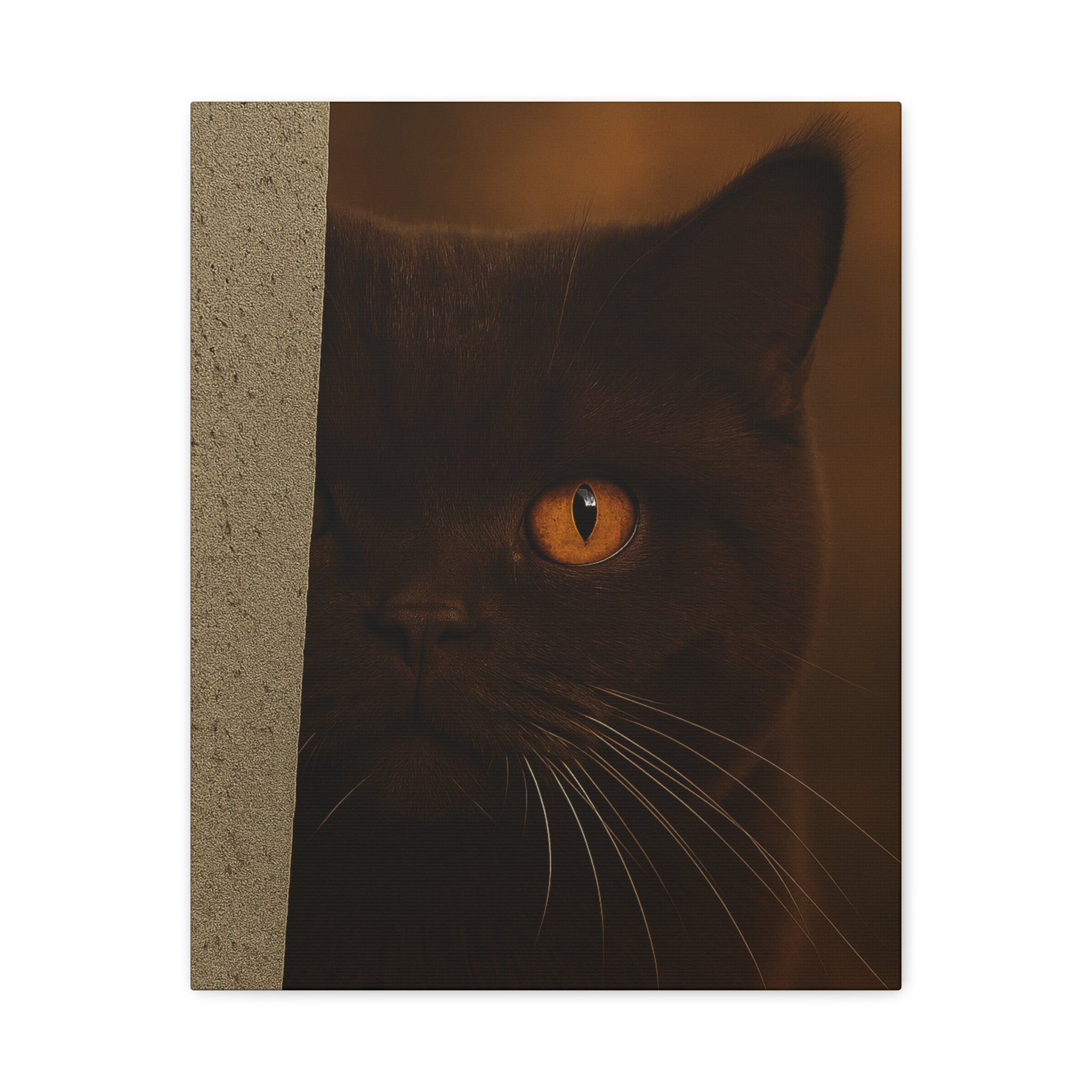 British Shorthair Chocolate Autumn Cat Portrait - Amber Eyes Canvas Wall Art