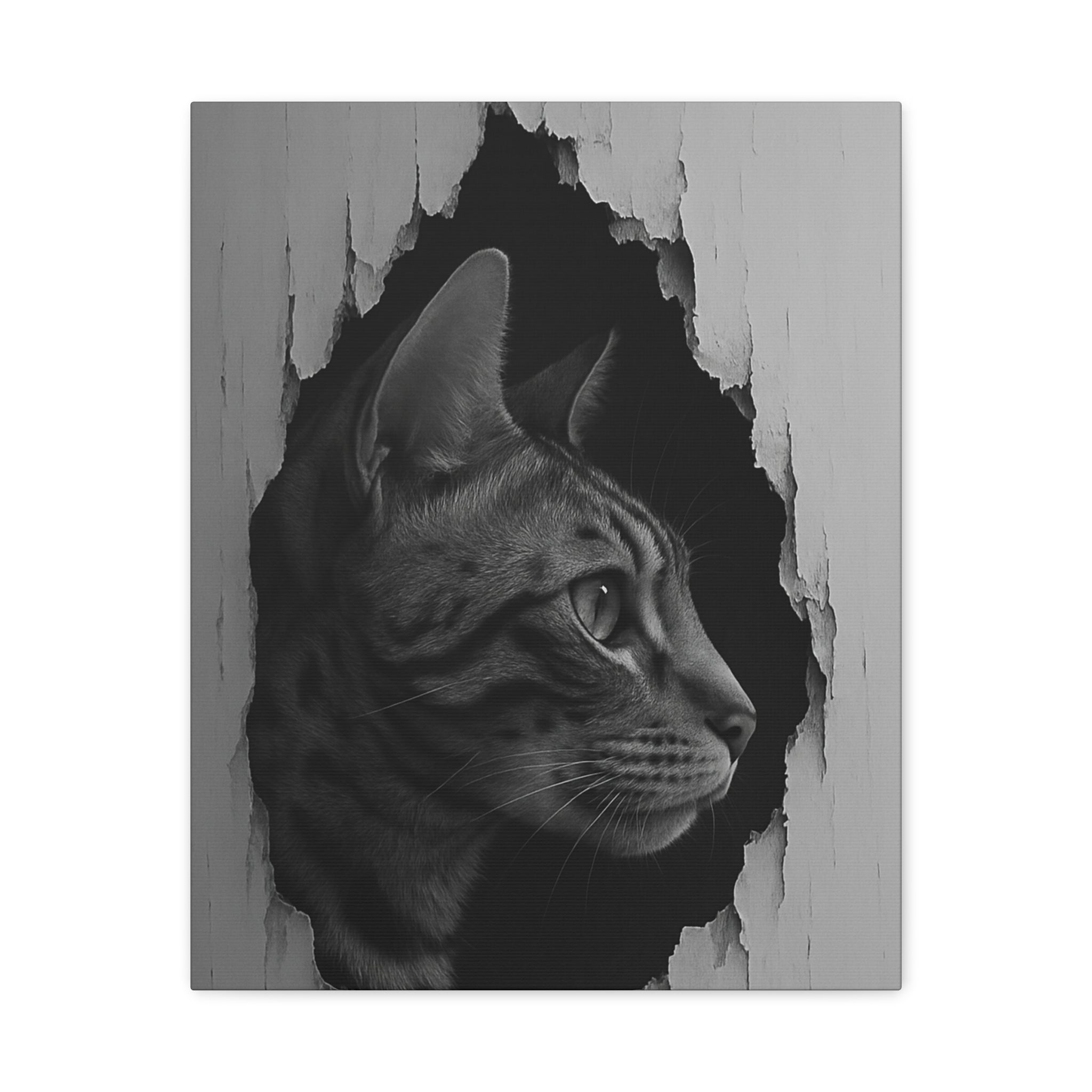 Bengal Noir Cat Portrait - Side Profile Canvas Wall Art