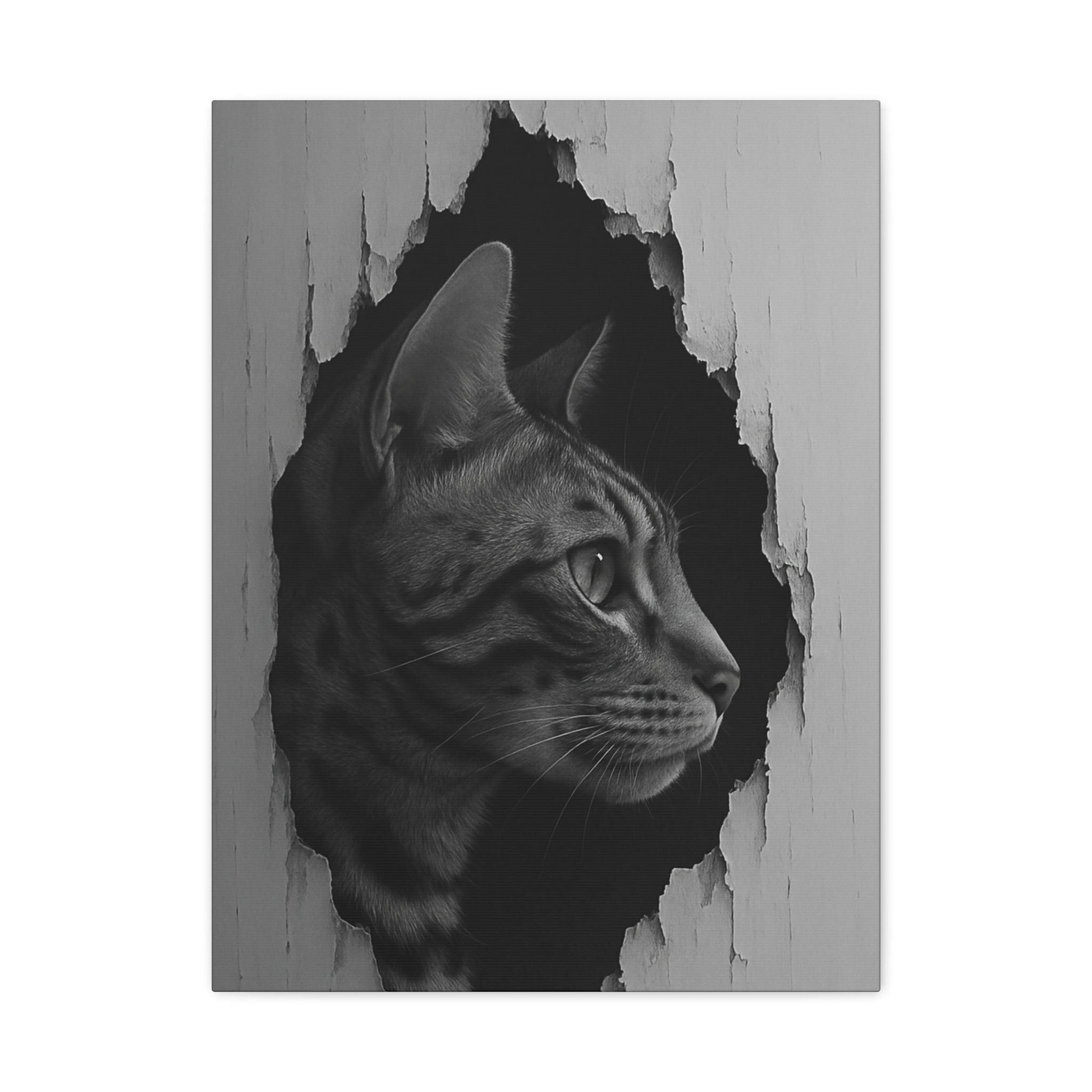 Bengal Noir Cat Portrait - Side Profile Canvas Wall Art