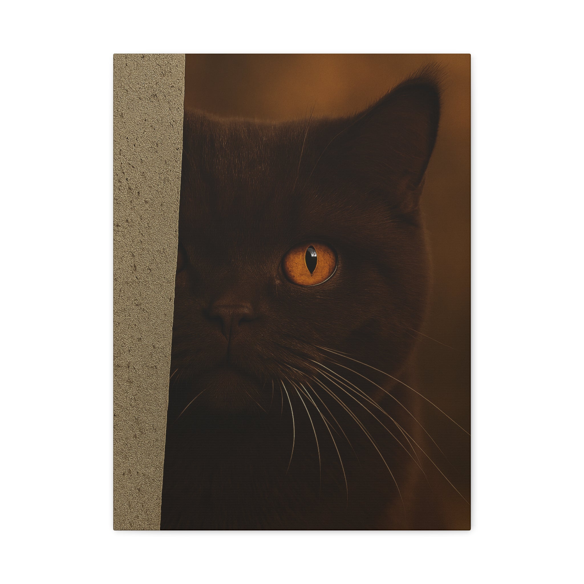 British Shorthair Chocolate Autumn Cat Portrait - Amber Eyes Canvas Wall Art