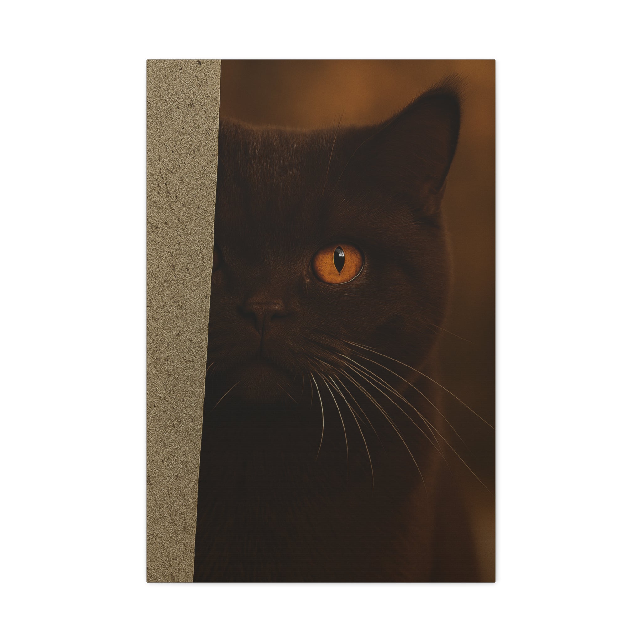 British Shorthair Chocolate Autumn Cat Portrait - Amber Eyes Canvas Wall Art