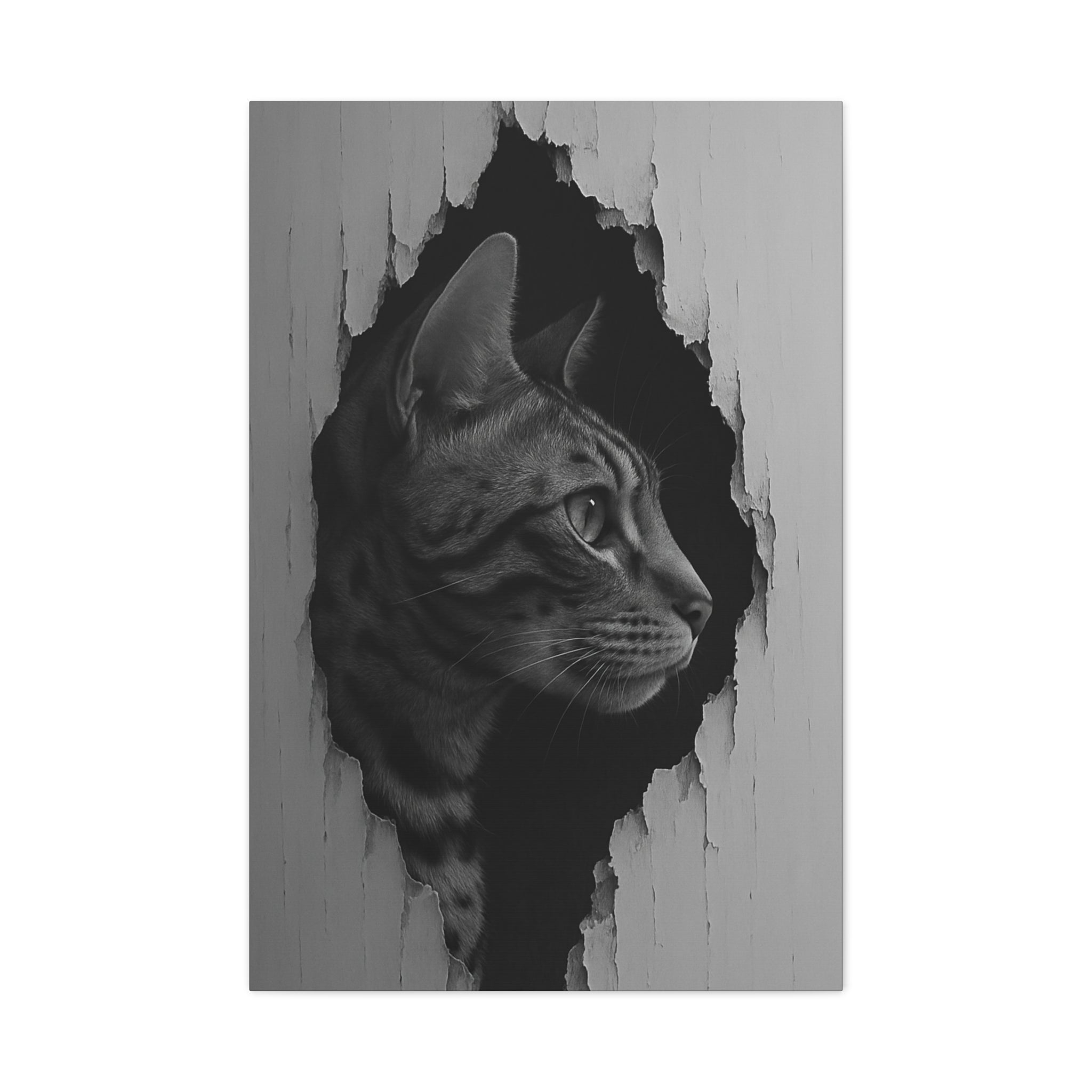 Bengal Noir Cat Portrait - Side Profile Canvas Wall Art