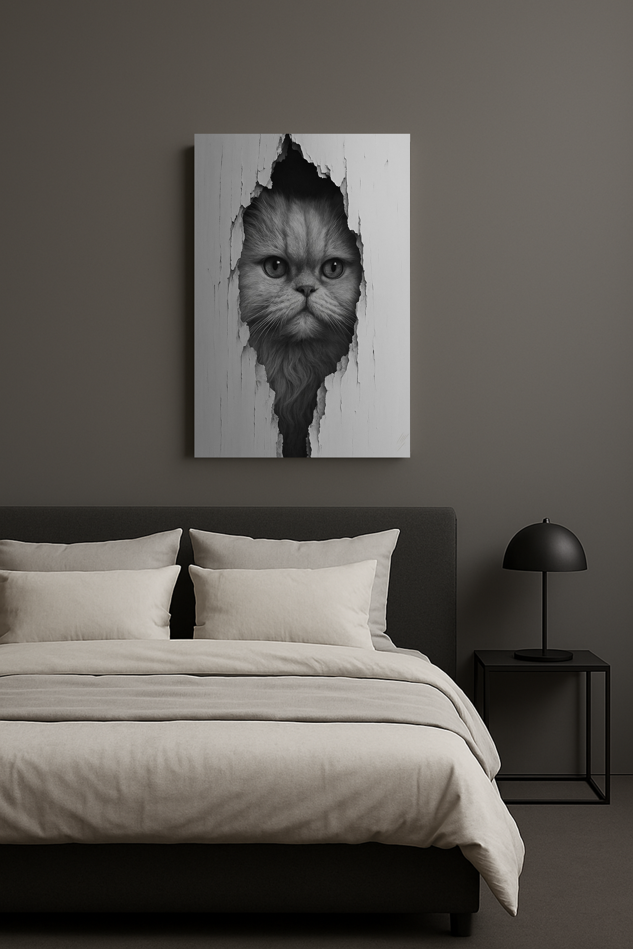 Persian Noir Cat Portrait – Front View Canvas Wall Art