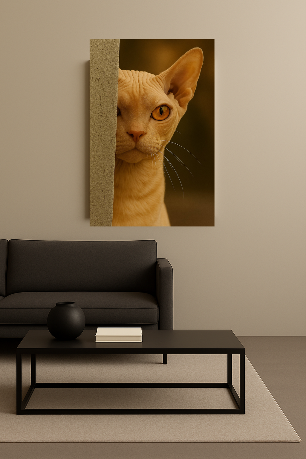 Sphynx Autumn Cat Portrait - Amber Eyes Canvas Wall Art